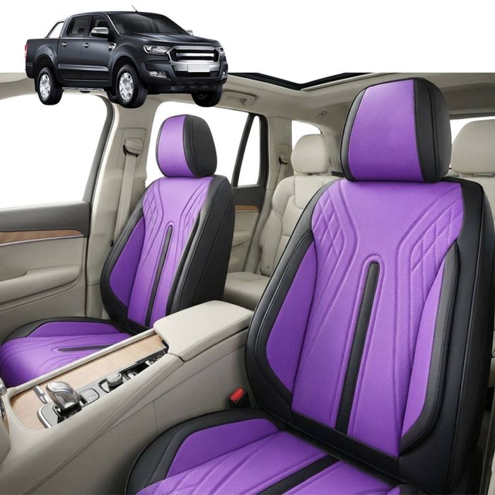 Australian Goose Front Seat Covers for Ford Ranger 2015 - 2018 (PX2 Dual Cab Ute) - PU Leather, Purple (2pc)