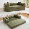 Homfurn 4-in-1 Folding Convertible Sofa Bed, Corduroy Loveseat Sleeper With Pull Out Bed, Floor Couch Bed For Bedroom, Green