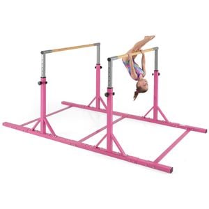 Costway  Parallel Bars Gymnatics Bars w/11-Level Height Pink