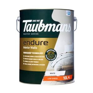 Taubmans 10L White Low Sheen Endure Interior Walls Paint