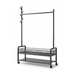 Multipurpose Clothes Rack with Wheels and Shelves