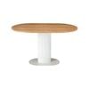 Oval Natural Dining Table with White Ridbed Base
