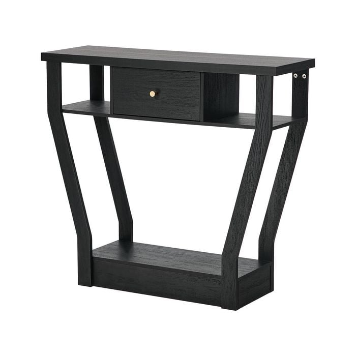 Oikiture Console Table 1 Drawer Hallway Entryway Storage Shelf Side Desk Black