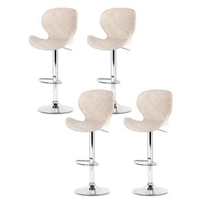 4x Artiss Bar Stools Gas Lift Leather PE Rattan Beige
