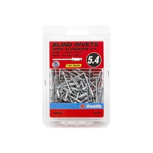 Zenith Blind Rivet Open Alum 5/32"D x 1/4"G 100pk
