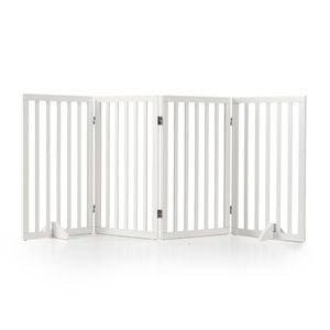 Petzly Pet Gate Dog Fence Safety Barrier With Support Feet 4 Panel 80cm White