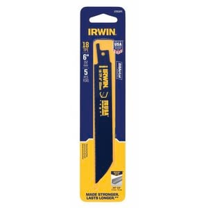 Irwin 6" 18TPI Bi-Metal Medium Metal Cutting Reciprocating Saw Blade - 5 Pack