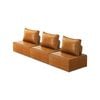 Oikiture 3PC Modular Sofa Adjustable Back PU Leather Brown
