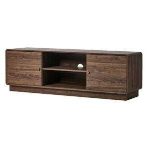 Oikiture TV Cabinet 160cm Entertainment Unit Open Shelves Storage Walnut