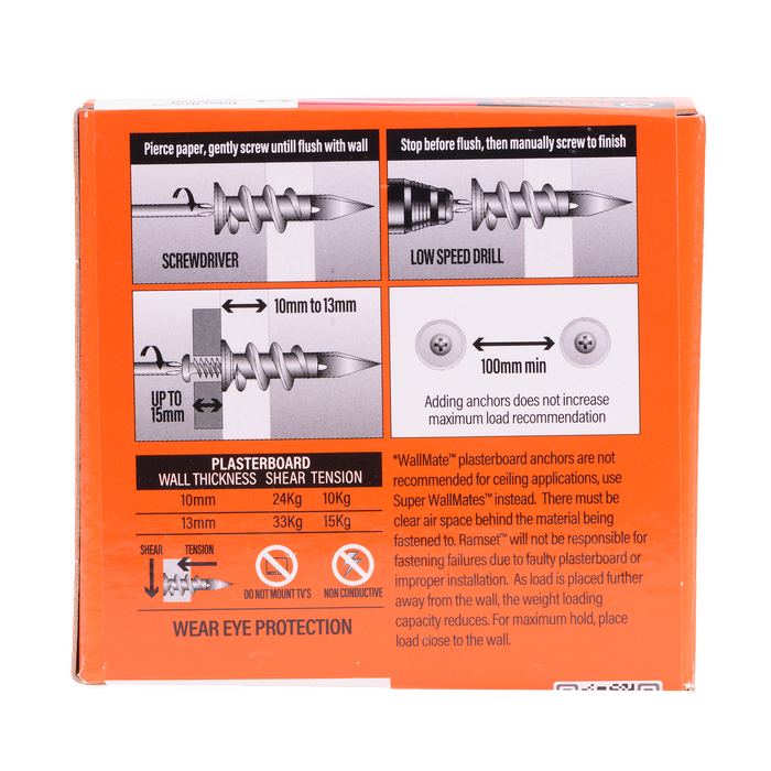 Ramset Nylon WallMate Plasterboard Anchor With Screws - 20 Pack