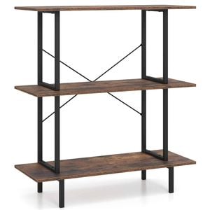 Costway 3-tier Bookshelf Industrial Corner Open Shelf Metal Floor