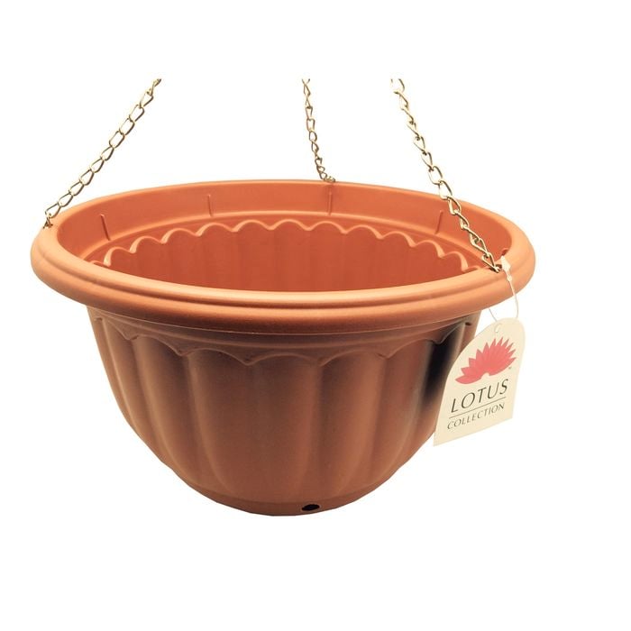 Lotus 30cm Terracotta Plastic Hanging Basket
