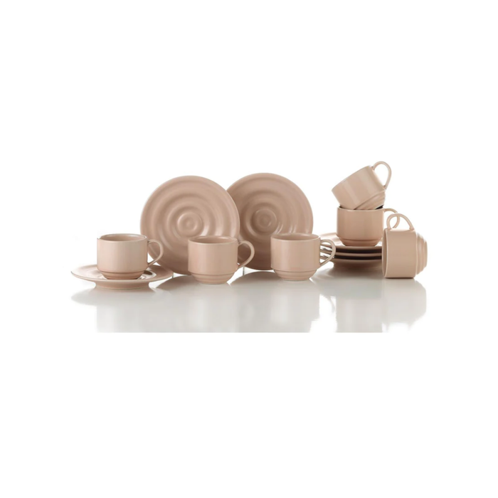 Kütahya Tuana 90ml Coffee cup set for 6 PEARL Matt Pink