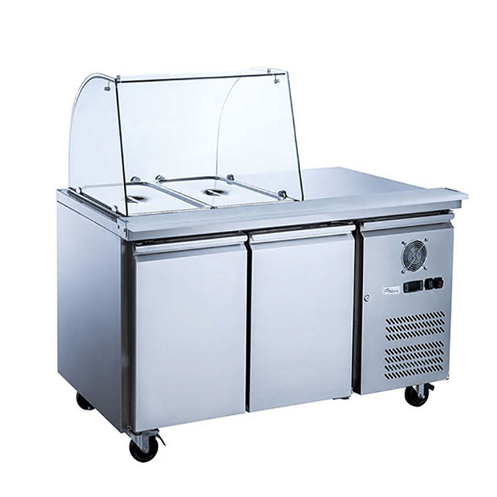 FED-X Two Door Salad Prep Fridge with Curve Glass Top - XTHP2100SALGC