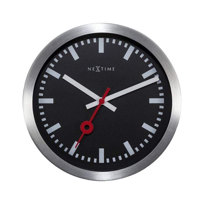 NeXtime 19cm Station Stripe Round Wall Clock Analogue Black