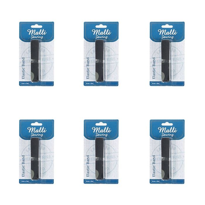 6pk Malli Braided Flat Portable Sewing Elastic Band Tape/cord 2cm X 3m Assorted