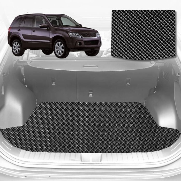 6D Diamond Car Boot Mat for Suzuki Grand Vitara (5-Door) SQ, JT2005-2015-Cargo Mat-Black-Outback GT