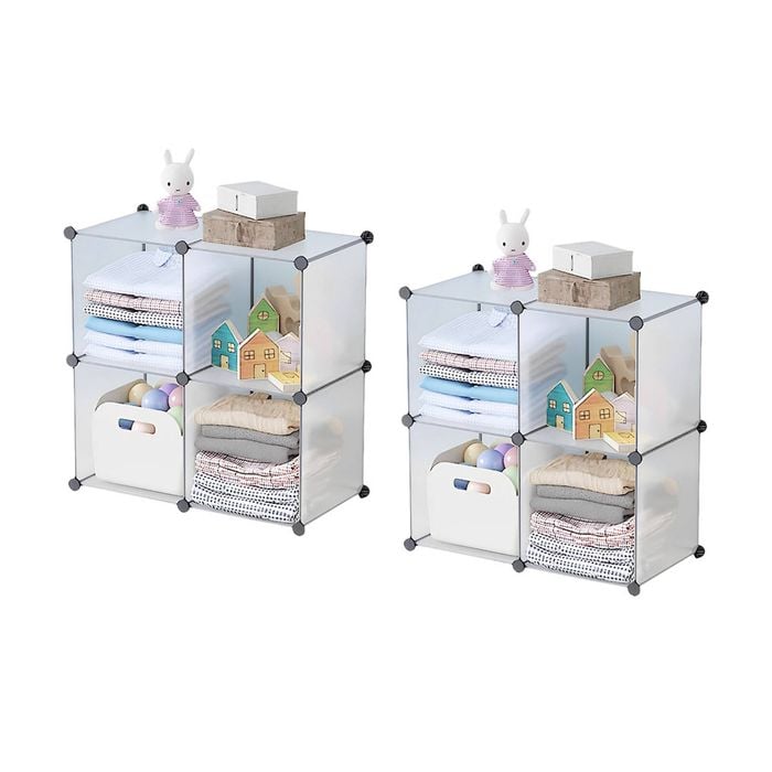 Soga 2x 4-cube Transparent Storage Shelf Box Modular Closet Organiser