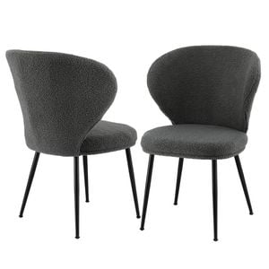2x Artiss Dining Chairs Boucle Sherpa Grey