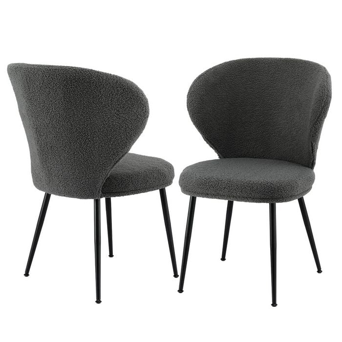 2x Artiss Dining Chairs Boucle Sherpa Grey