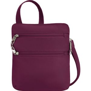 Travelon Classic Anti-Theft Slim Double Zip Crossbody Bag in Burgundy