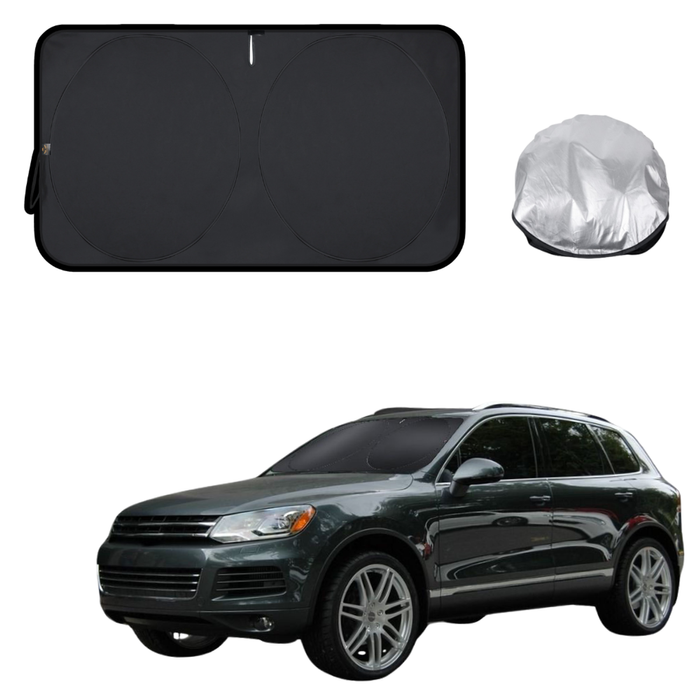 Front Windscreen Sun Shade for VolksWagen Touareg 2011 - 2017 (7P) - Standard 150 x 85 cm - Black