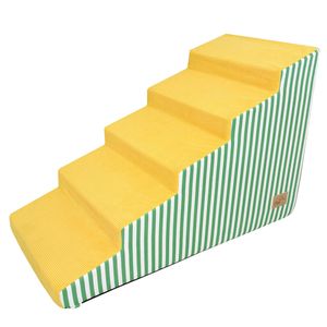 BingoPaw 5-Step Foam Pet Stairs Dog Ramp for High Bed Couch Non-Slip Support 40.5x81x54cm