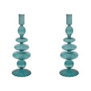 2PK Glass Bella 26.5cm Taper Stick Candle Holder - Whimsy