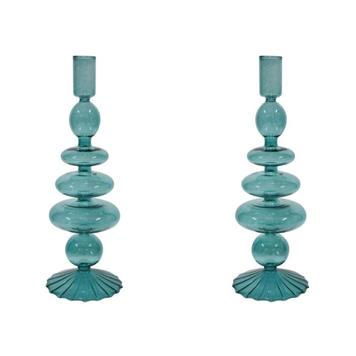 2PK Glass Bella 26.5cm Taper Stick Candle Holder - Whimsy
