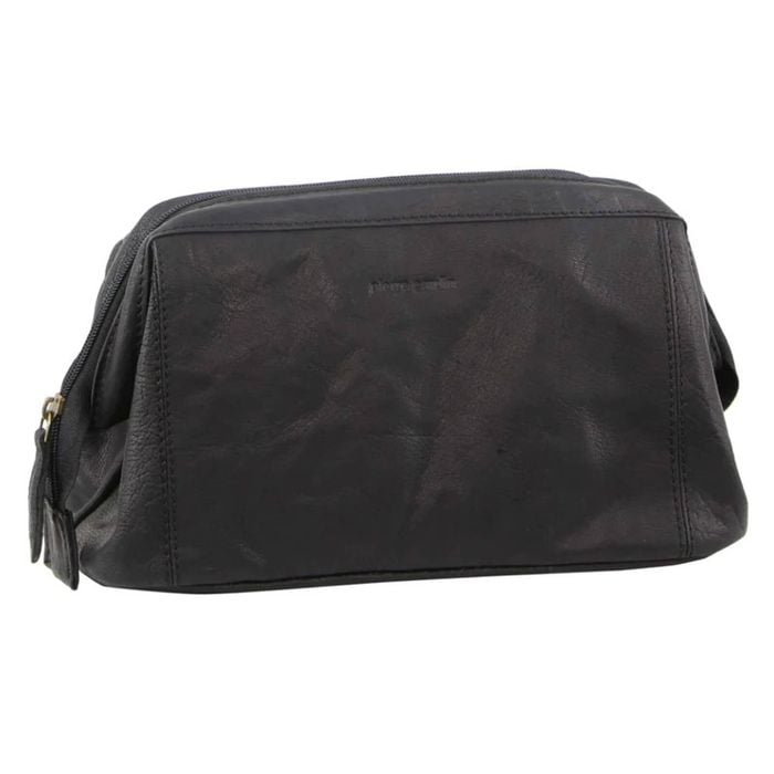 Pierre Cardin s Rustic Leather Toiletry Case  Travel Black