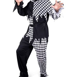 Evil Mens Black and White Harlequin Jester Halloween Costume - Small