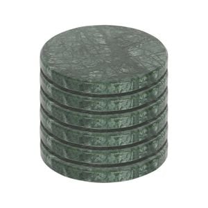 Argon Tableware 10cm Marble Coasters - Set Of 6 Green Round Reusable Dining Table Drink Coaster Drinking Glass Mats