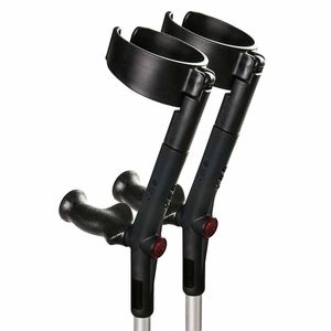 Forearm Crutches with Safety Cuff & Hinge, Lightweight & Adjustable - Black