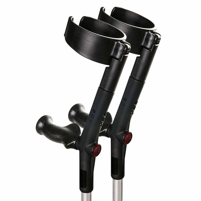 Forearm Crutches with Safety Cuff & Hinge, Lightweight & Adjustable - Black
