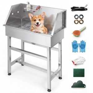 Advwin Professional Dog Washing Station Stainless Steel Pet Grooming Tub 34" Bathtub