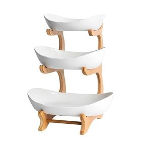 CARLA HOME 3-Tier Fruit Bowl Basket with Bamboo Stand
