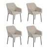 Oikiture Set Of 4 Dining Chairs Kitchen Accent Armchairs Linen Fabric