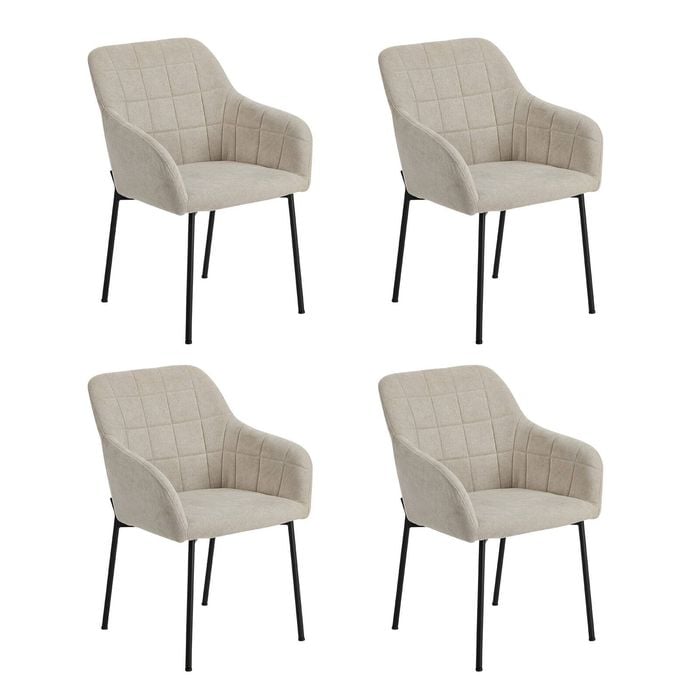 Oikiture Set Of 4 Dining Chairs Kitchen Accent Armchairs Linen Fabric
