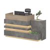 Modern Furniture KERAN  Reception Desk Right Panel - Acacia & Carbon Grey Colour