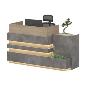 Modern Furniture KERAN  Reception Desk Right Panel - Acacia & Carbon Grey Colour