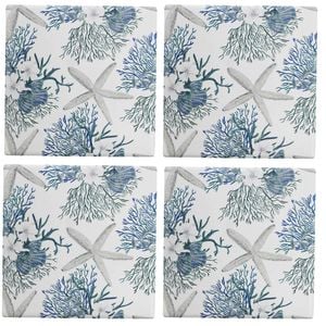4pc LVD Ceramic Coasters Table Protector Square 9x9cm - Coastal