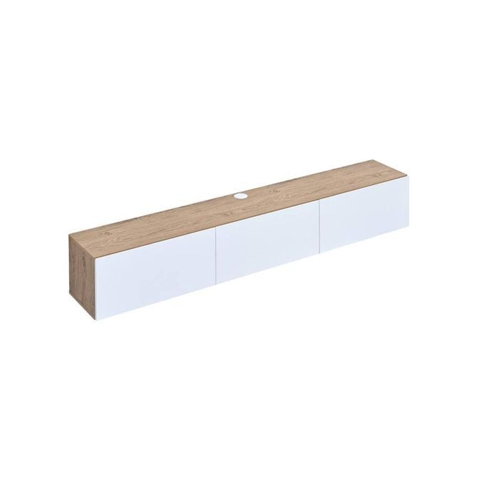 Tierra Wall Mount Entertainment TV Unit Floating 3 Doors 180cm White and Oak
