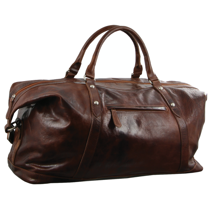 Pierre Cardin Rustic Leather Travel Business Trip  Overnight Cognac