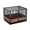 P&p Black Wood Grain Cat Breeding Cage Stackable Durable Pet Housing Unit