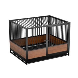 P&p Black Wood Grain Cat Breeding Cage Stackable Durable Pet Housing Unit