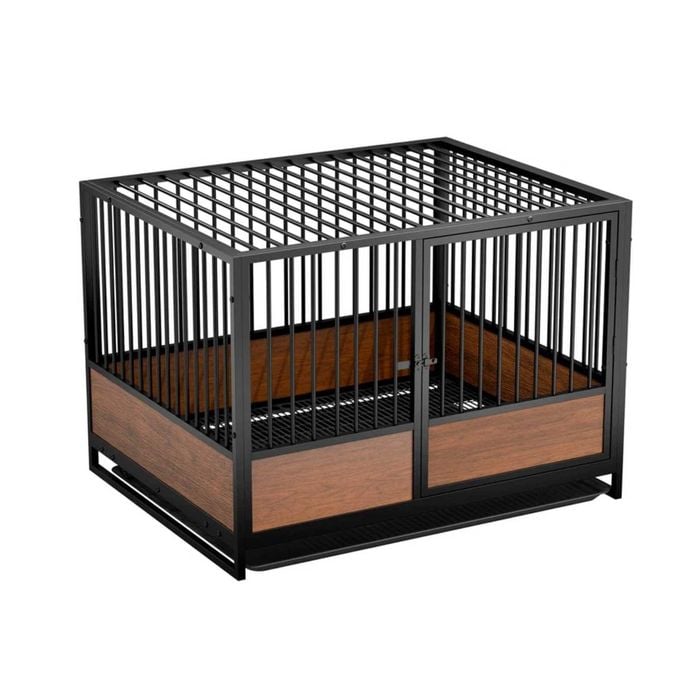 P&p Black Wood Grain Cat Breeding Cage Stackable Durable Pet Housing Unit