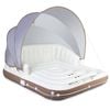 Costway Inflatable Island Pool Floating Bed with 2 Cup Holders&Detachable Canopy