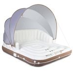 Costway Inflatable Island Pool Floating Bed with 2 Cup Holders&Detachable Canopy