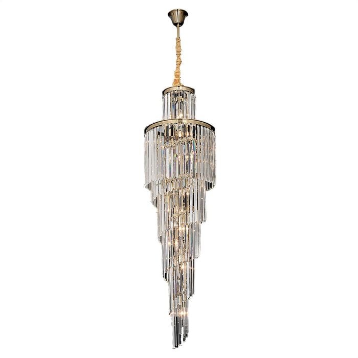 Vencha Chanel  Spiral 15 Light Crystal Chandelier - Gold