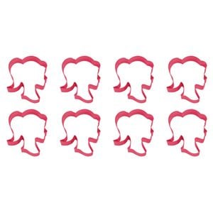 8PK R&M Girl Doll Head Cookie/Biscuit Cutter 9cm - Fuchsia